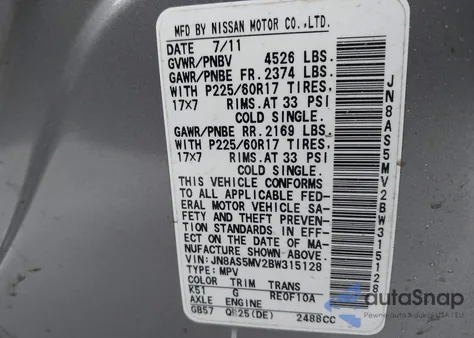 2011 Nissan Rogue Sv from USA, damaged, VIN JN8AS5MV2BW315128
